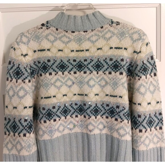 Vtg Neiman Marcus Cashmere Sweater Wn XL Lambswool Angora Fair Isle Icelandic - Picture 5 of 9